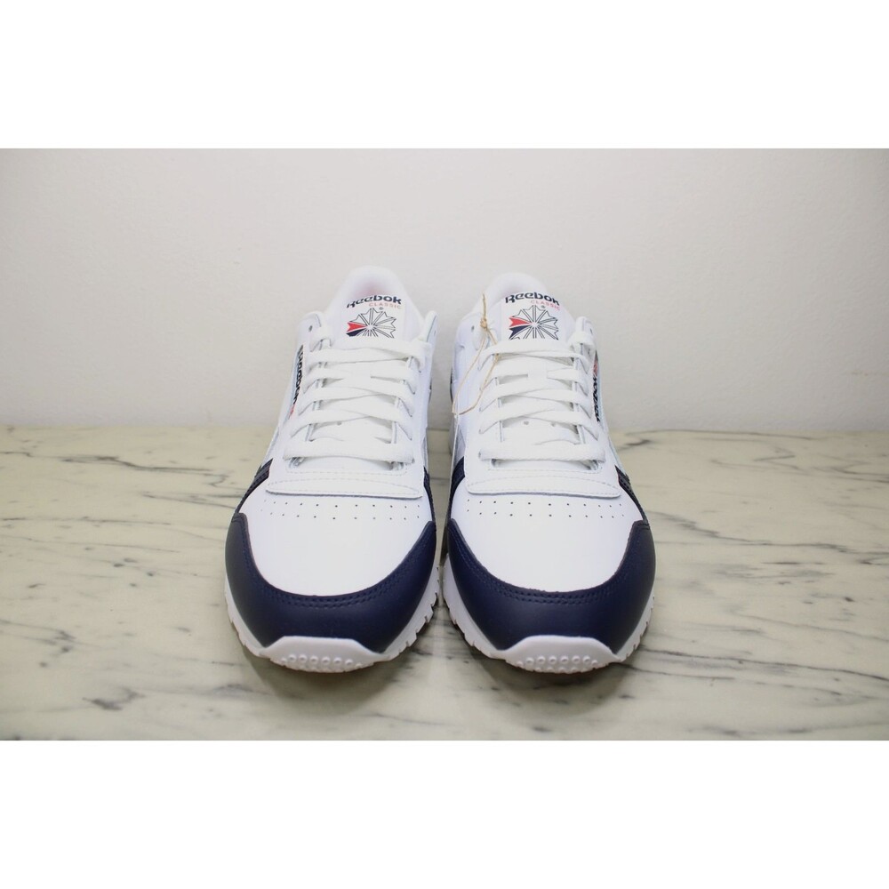 Reebok Classic Leather Sneakers Men's White Red Navy (US 10) NEW - IE2585 - Picture 3 of 10